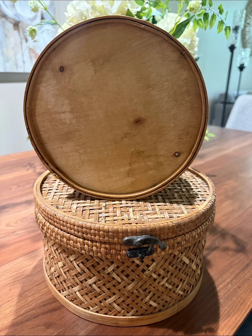 Woven Round Rattan Storage Boxes - Natural Brown 8